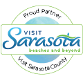A visit sarasota badge for the proud partner of the beach.